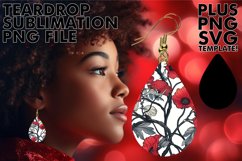 Sublimation Design for Teardrop Earrings - Floral Pattern Product Image 1
