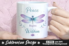 Peace Begins Within Dragonfly Sublimation PNG Product Image 1