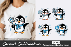 Cute Winter Penguin Clipart PNG Product Image 1