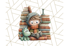 Whimsical Library Clipart with Cozy Readers and Books Product Image 3