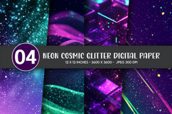 Neon Cosmic Glitter Digital Paper Product Image 1