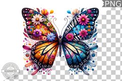 Vibrant Floral Butterfly Sublimation - Clipart PNG Design Product Image 1
