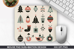 Pattern Mouse Pad, Christmas Mouse Pad PNG Design Product Image 1