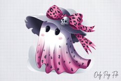 Watercolor Pink Halloween Ghost Clipart PNG Product Image 1