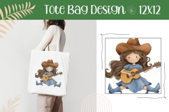 Cowboy Girl Illustration, Cowboy Girl Tote Bag Design Product Image 1