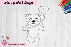 Valentine's day Coloring Shirt bear With a ball SVG Product Image 2