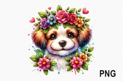 Dog Flowers Sublimation - Dog Flowers Clipart PNG Design Product Image 1