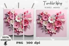 Valentine Tumbler Wrap, Flowers 3D Sublimation, Flowers Tumb Product Image 1