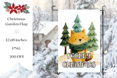 Cartoon Christmas Fox Garden Flag PNG Product Image 1