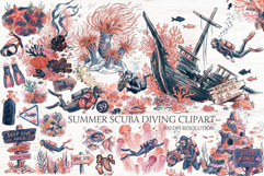 Summer Scuba Diving Clipart Product Image 1