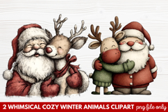 Whimsical Cozy Winter Animals Clipart | Cute Winter Wildlife Product Image 1