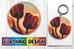 Vibrant Retro Floral Keychain &amp; Coaster Variety Product Image 1