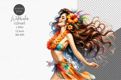 Dancing woman clipart, Holiday clipart, Hawaii, Product Image 1