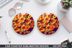 Flowers Car Coaster Sublimation| Flowers Coaster PNG Design Product Image 1