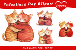 Cute Cat Valentine Clipart PNG Product Image 1