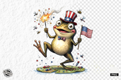Patriotic Whimsical Frogs PNG Clipart Product Image 1