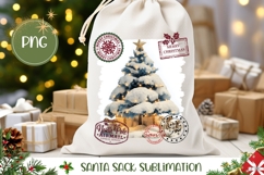 Snow Christmas Tree Santa Sack, Christmas Sublimation PNG Product Image 1