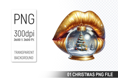 Watercolor Christmas Lips Clipart PNG Bundle, Festive Lips Product Image 14