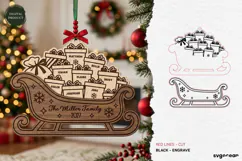 Santa Sleigh Ornament Laser Cut | Glowforge | SVG Product Image 2