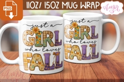 Just a girl who loves fall mug wrap, Retro fall mug template Product Image 2