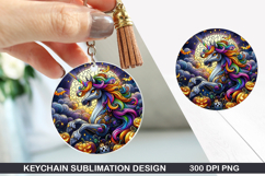 Unicorn Keychain Sublimation - Halloween Keychain PNG Design Product Image 1