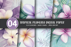 Tropical Plumeria Digital Paper Product Image 1