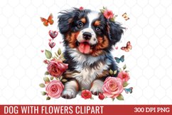 Dog With Flowers Clipart Product Image 1