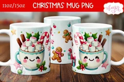 Cute Christmas mug PNG wrap, Hot cocoa coffee mug PNG Product Image 1