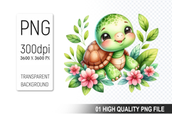 Summer Turtle Clipart PNG Bundle, High Quality PNG Files Product Image 14