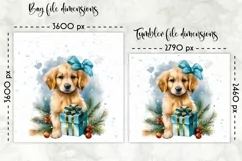 Watercolour Puppy Lunch Bag Print | Christmas Lunch Bag Product Image 2