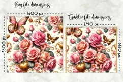 Vintage Floral Lunch Bag Design | Baroque Flowers Lunch Bag Product Image 2