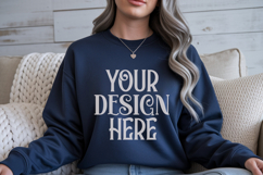 Gildan 18000 Navy blue Sweatshirt mockup Product Image 1