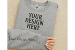 Gildan 18000 Heather Gray Sleeve Sweatshirt Mockup Product Image 1