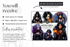 Gothic Girl Clipart PNG for crafts and sublimation Product Image 2