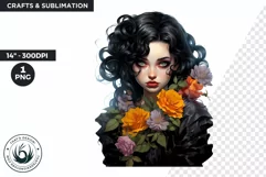 Gothic Girl Clipart PNG for crafts and sublimation Product Image 1