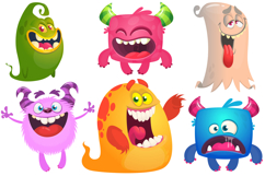 Happy cartoon monsters set with different face expressions Product Image 1