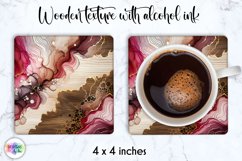 Abstract Wooden Coaster | Alcohol Ink Square Coaster Design Product Image 1