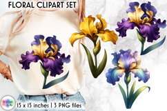 Vibrant Flowers Clipart | Iris Flowers PNG | Spring PNG Product Image 1