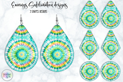 Boho Mandala Earrings Sublimation, Tie Dye Effect Design Product Image 1
