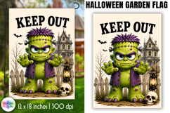 Halloween Garden Flag, Keep Out Green Monster Product Image 1