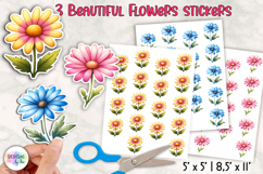 Floral Stickers, Daisy Flowers Stickers, Printable Stickers Product Image 1