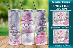 Pink Christmas snowman 20oz tumbler wrap design Product Image 1
