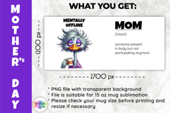 Funny Mother Day Mug Wrap, Tired MOM Humour PNG Product Image 2