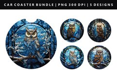 Owl Keychain And Car Coaster Sublimation Design Product Image 1