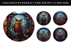 Owl Keychain And Car Coaster Sublimation Design Product Image 1