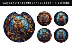 Owl Keychain And Car Coaster Sublimation Design Product Image 1