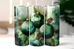 Pine Branches and Christmas Bulbs Tumbler Wrap Design Product Image 2
