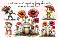 Whimsical Spring Frog Clipart PNG Product Image 1
