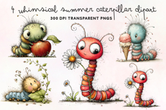 Whimsical Summer Caterpillar Clipart PNG Product Image 1