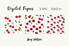 Red Cherries Digital Paper Kit Seamless Patterns Product Image 2